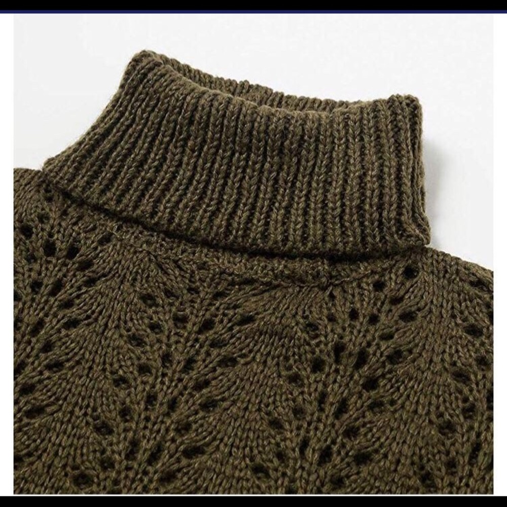 Crop Army Green Turtleneck Sweater - Picture 3 of 4